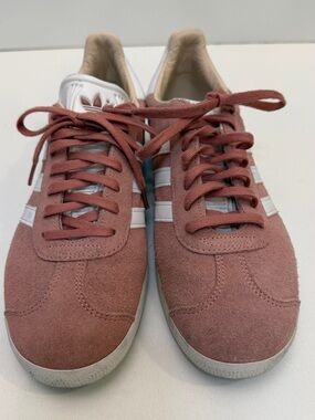adidas Women’s Gazelle Sneakers in Dusty Rose and White